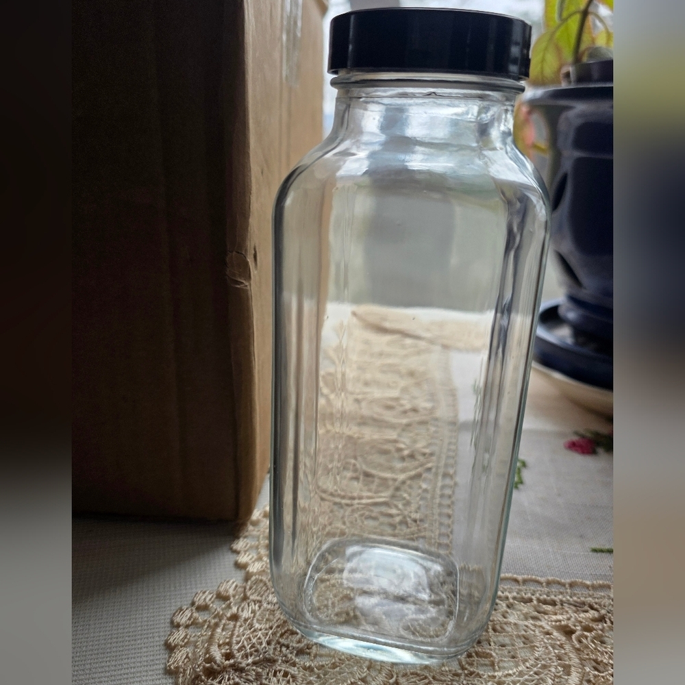 Set of Six Glass Jars with Black Lids - Picture 3 of 3